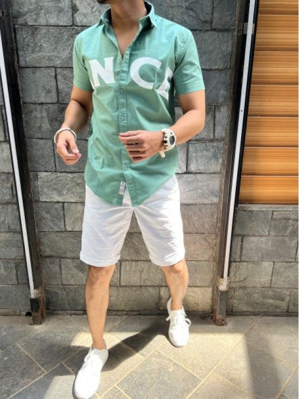 ANCE Cotton Lycra Half Green Shirt