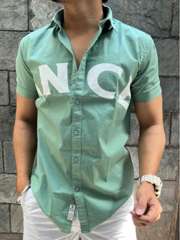 ANCE Cotton Lycra Half Green Shirt