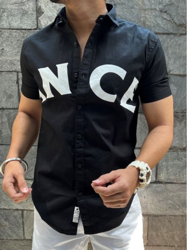 ANCE Cotton Lycra Half Black Shirt