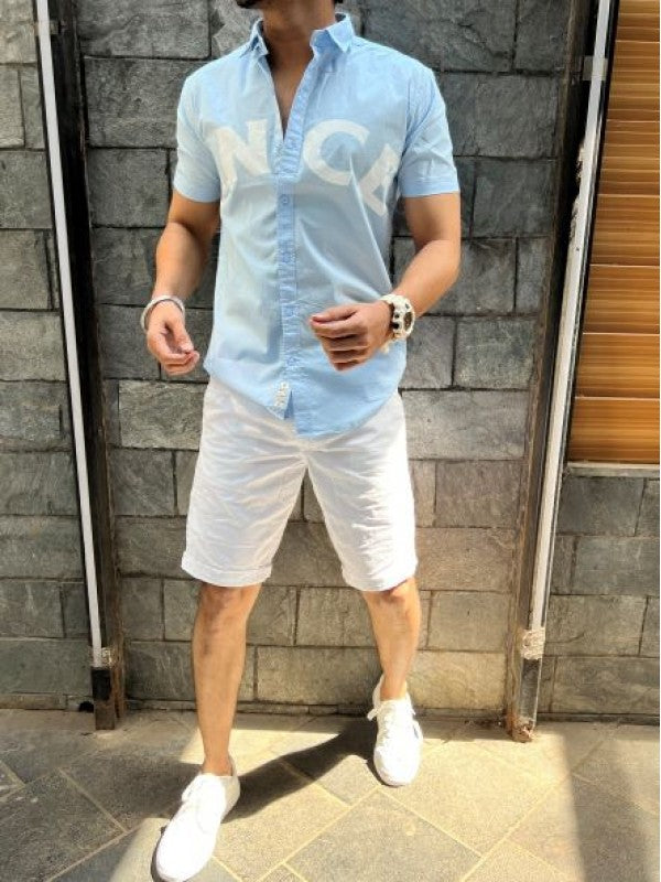 ANCE Cotton Lycra Half Skyblue Shirt