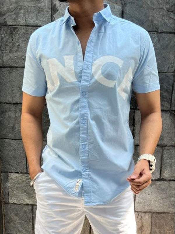 ANCE Cotton Lycra Half Skyblue Shirt
