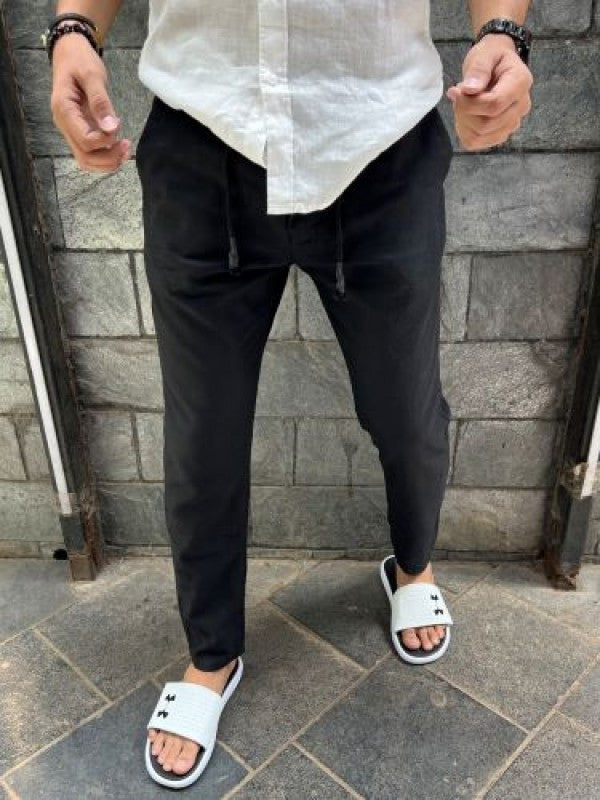 Ribbed Linen Black Pant