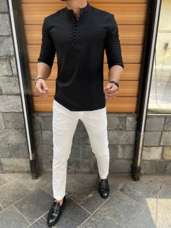 Short Stretchable Black Kurta