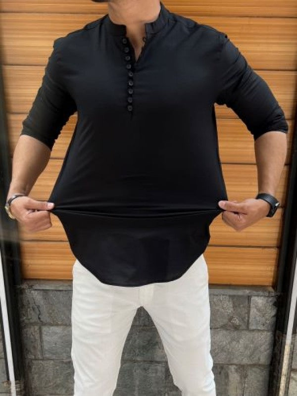 Short Stretchable Black Kurta