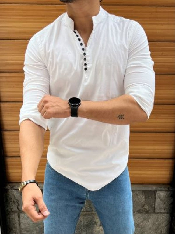 Short Stretchable White Kurta