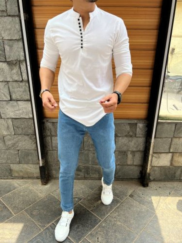 Short Stretchable White Kurta