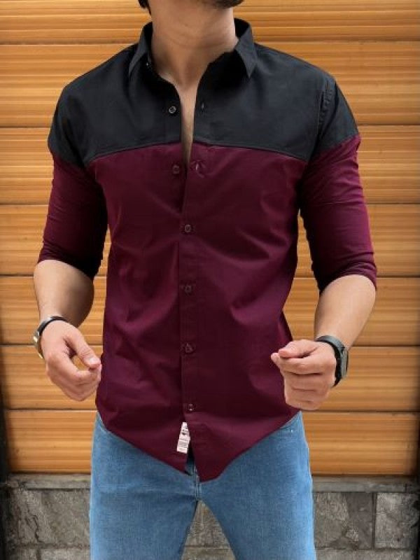 Two Pannel Maroon Fullsleeve Shirt