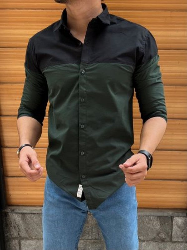 Two Pannel Green Fullsleeve Shirt