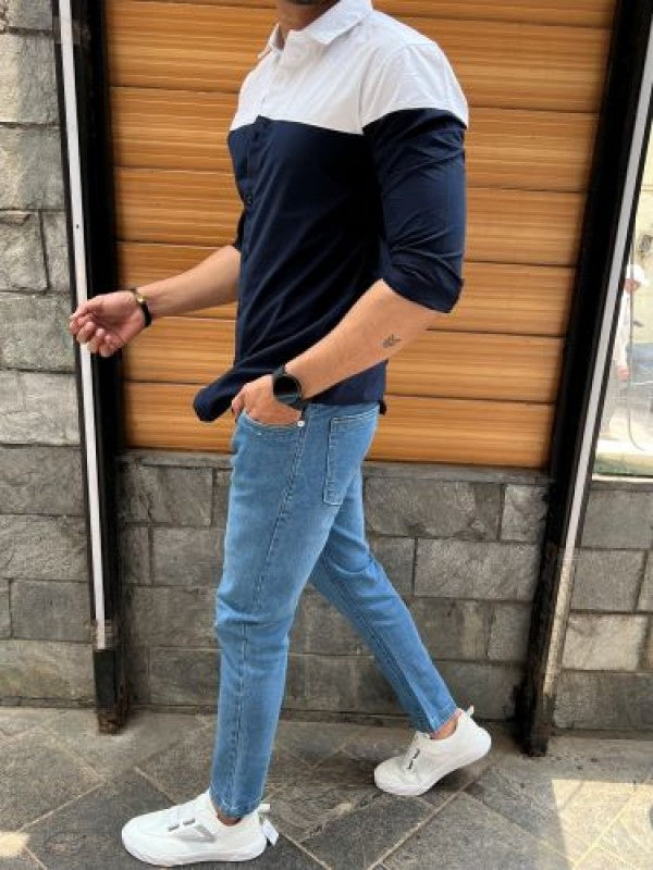Two Pannel Blue Fullsleeve Shirt