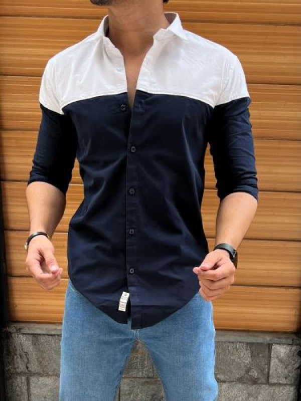 Two Pannel Blue Fullsleeve Shirt
