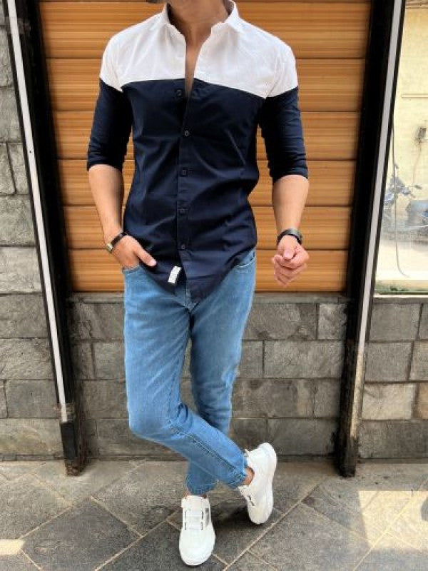 Two Pannel Blue Fullsleeve Shirt