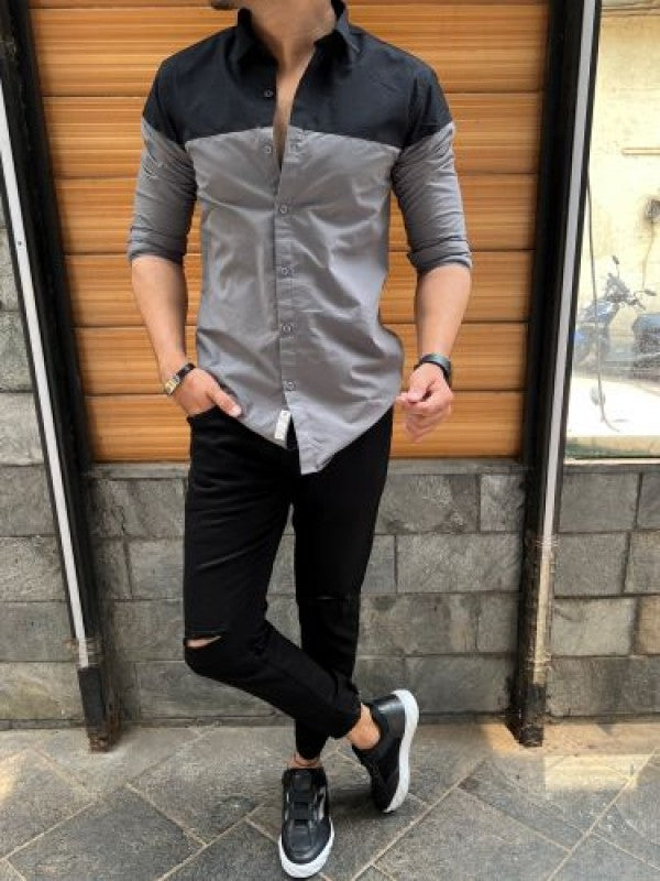 Two Pannel Grey Fullsleeve Shirt