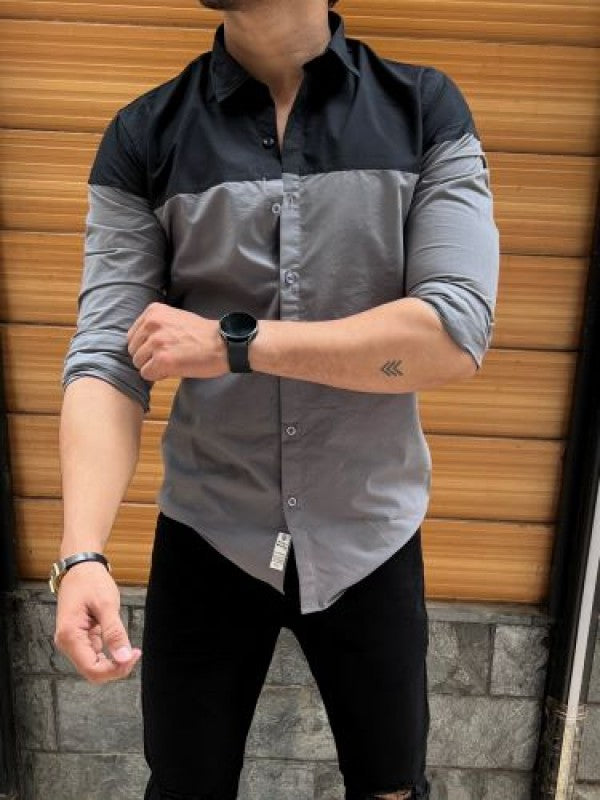 Two Pannel Grey Fullsleeve Shirt