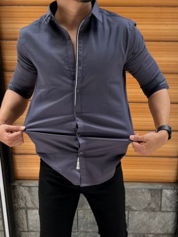 Front Twill Grey FullSleeve Shirt