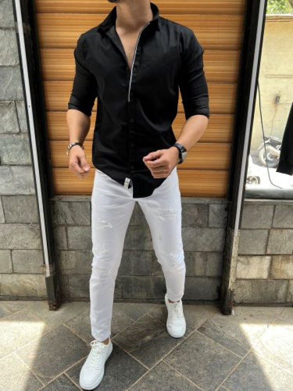 Front Twill Black FullSleeve Shirt
