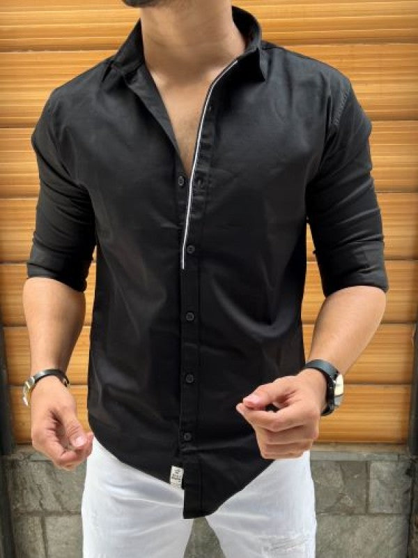 Front Twill Black FullSleeve Shirt