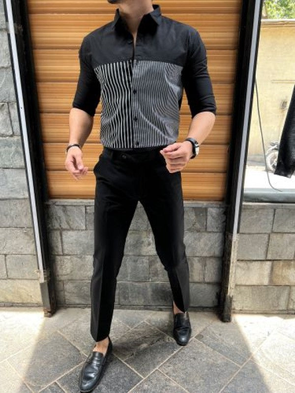 Chest Pannel Black Fullsleeve Shirt