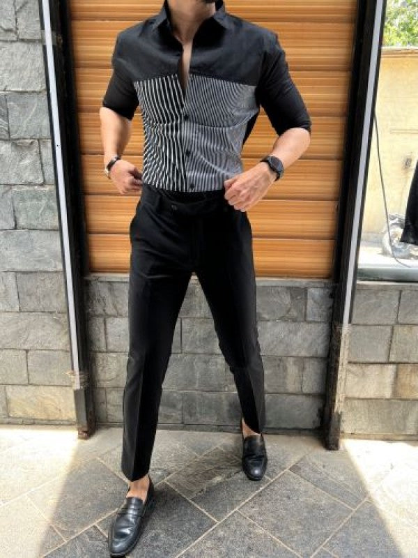 Chest Pannel Black Fullsleeve Shirt