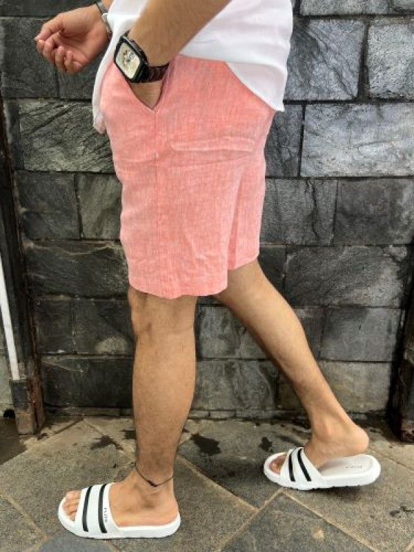 Pure Linen Pink Shorts