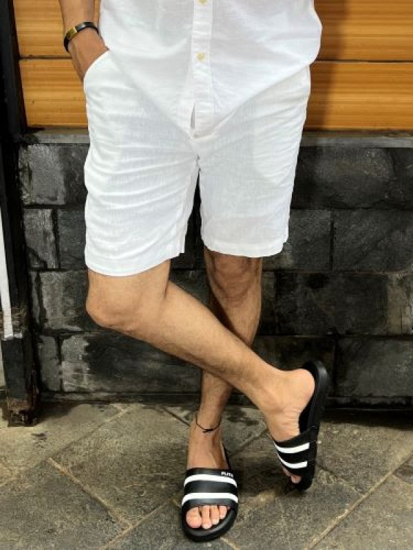 Pure Linen White Shorts
