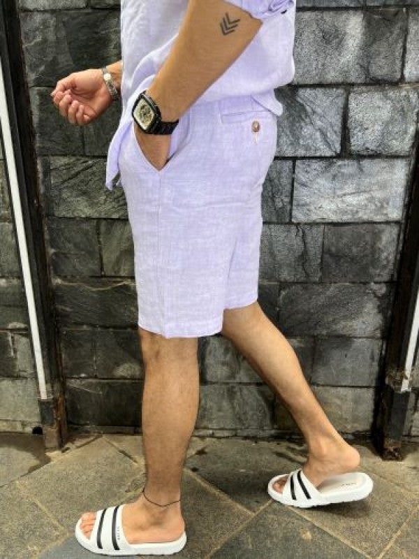 Pure Linen Lavender Shorts