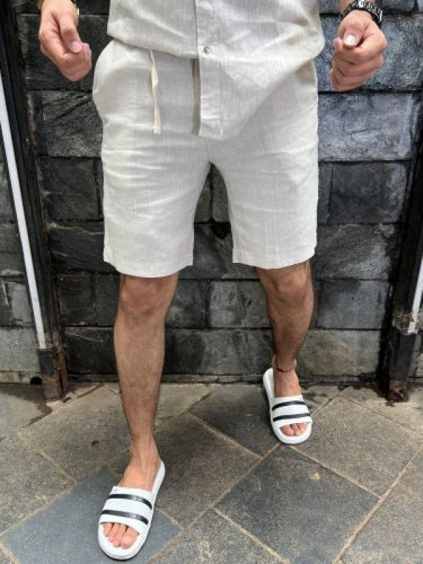 Pure Linen Cream Shorts