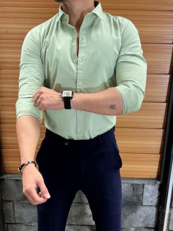Cavalry Twill Cotton Pista Fullsleeves Shirt