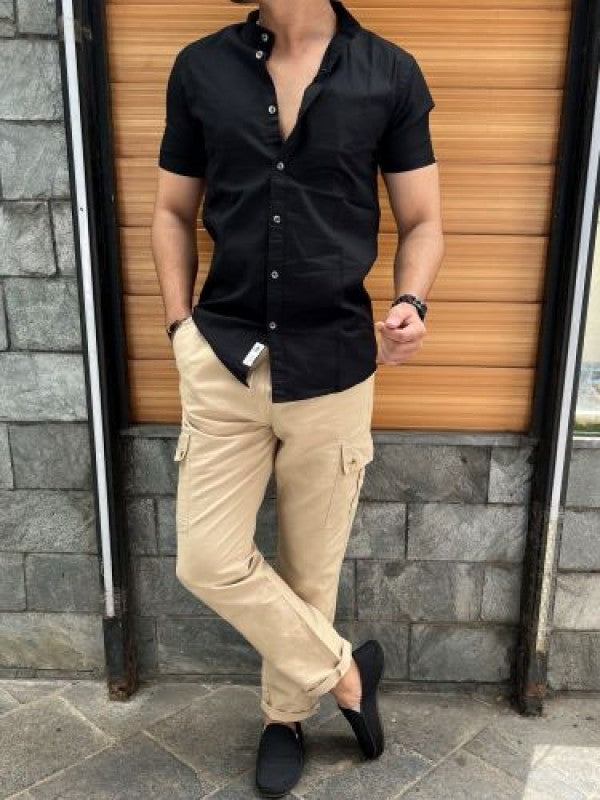 Elastic Waist Linen Khakee Cargo Pants