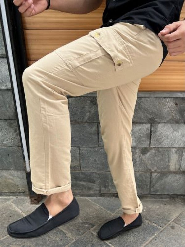 Elastic Waist Linen Khakee Cargo Pants