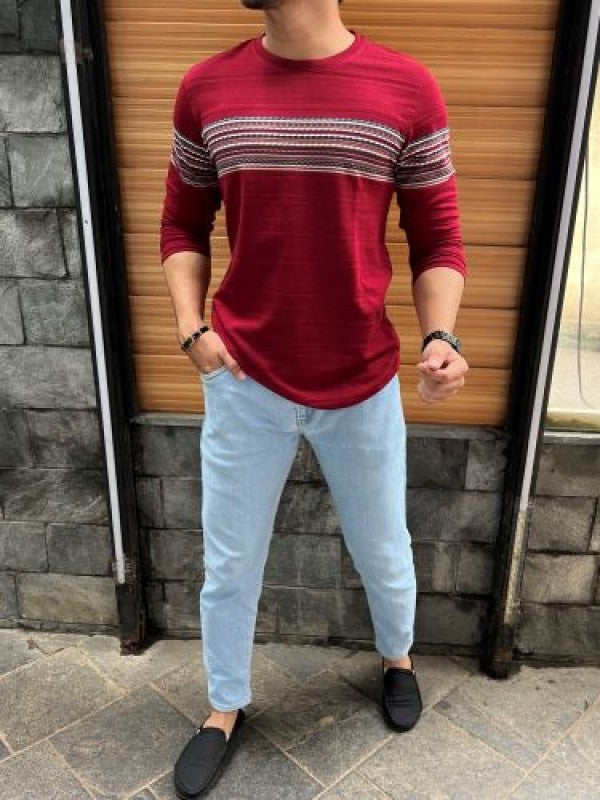 Chest Pannel Maroon Full sleeeves Tshirt