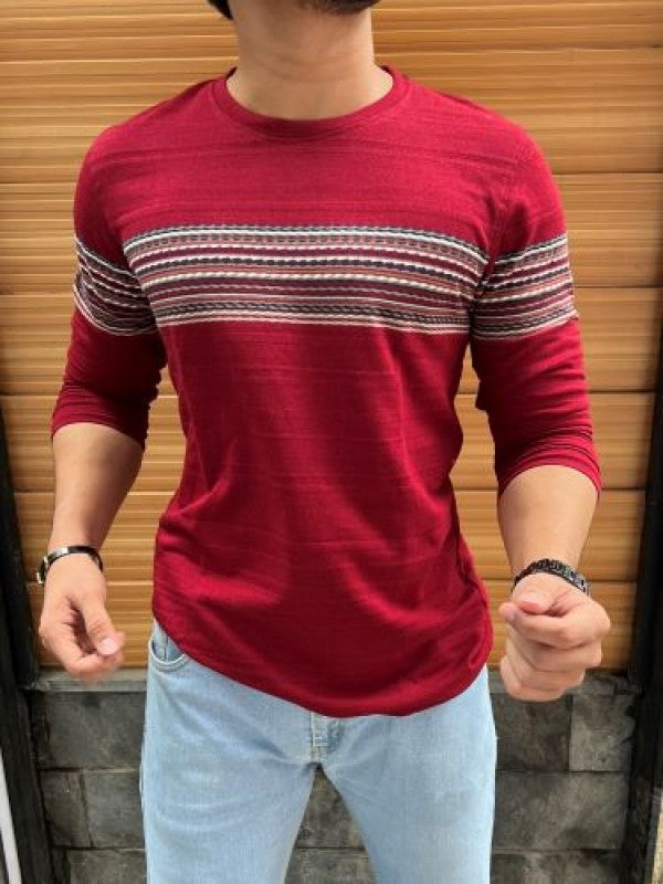 Chest Pannel Maroon Full sleeeves Tshirt