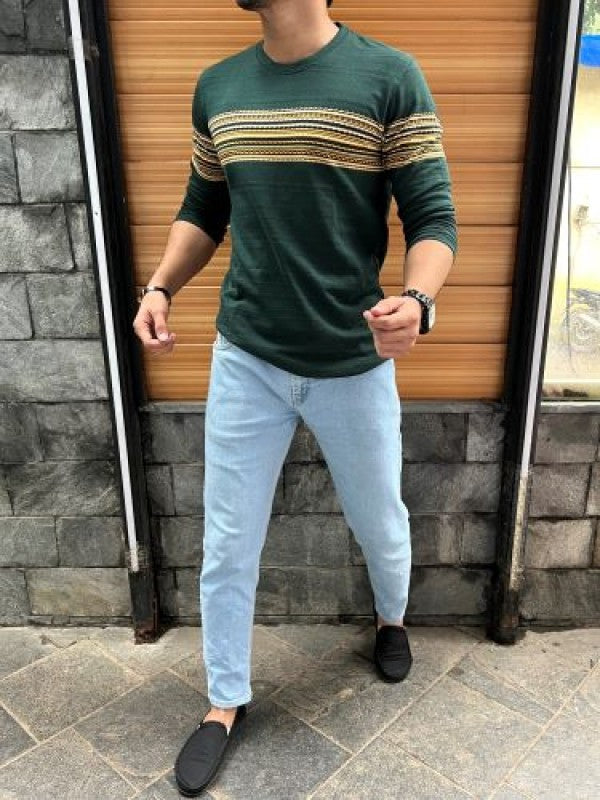 Chest Pannel Green Full sleeeves Tshirt