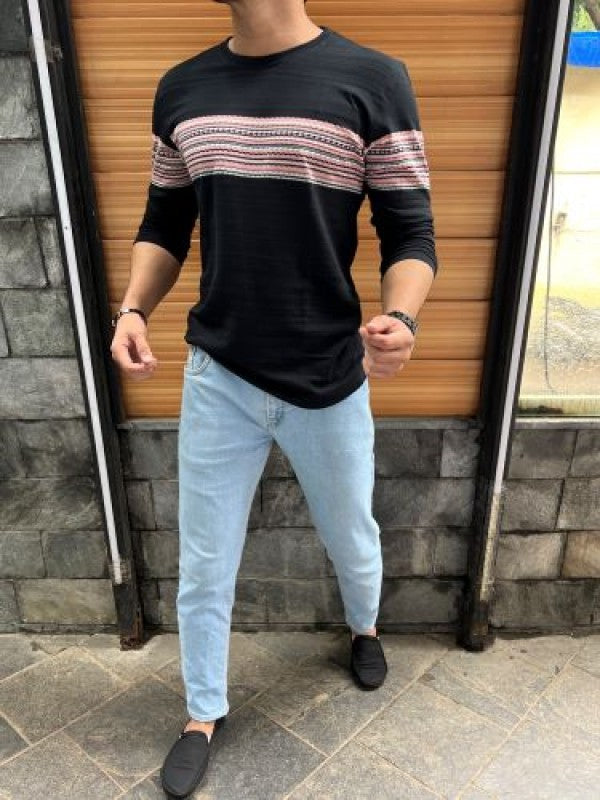 Chest Pannel Black Full sleeeves Tshirt