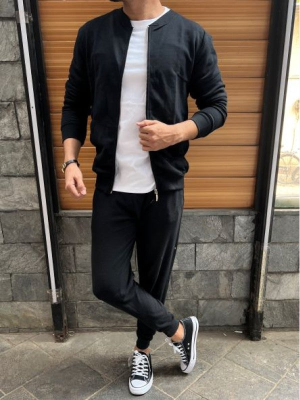 Jute Bomber Black Jacket