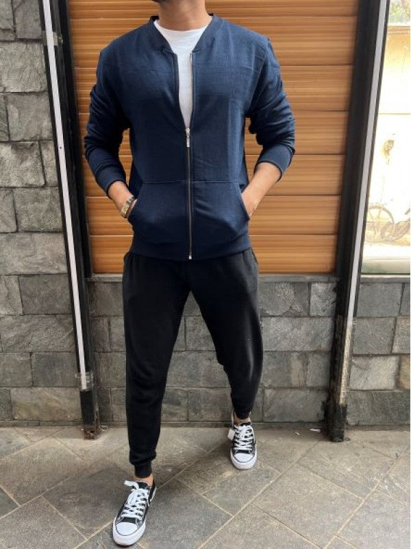 Jute Bomber Navy Jacket