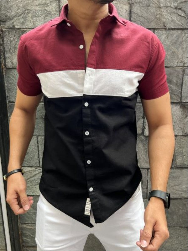 Three Pannel Maroon Half Shirt