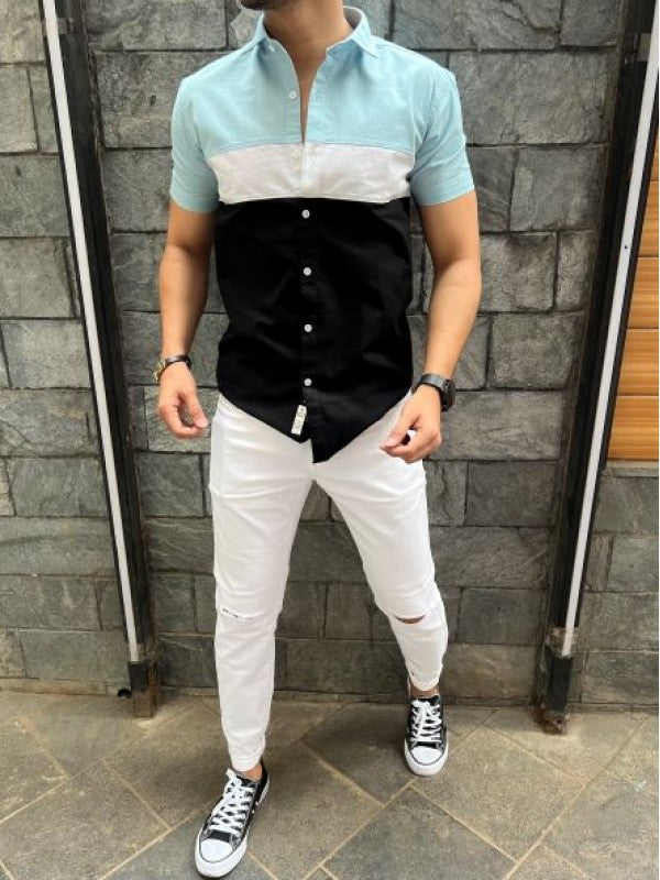 Three Pannel Sky Half Shirt