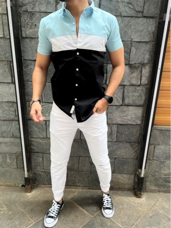Three Pannel Sky Half Shirt