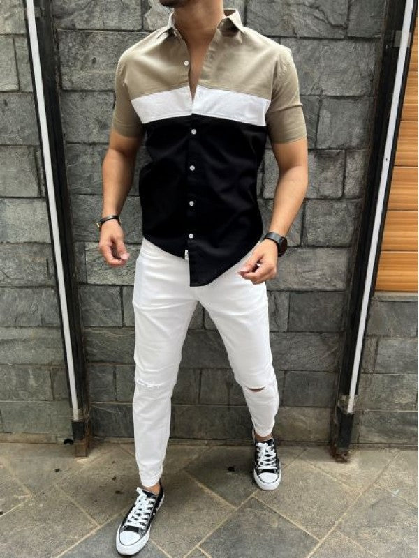 Three Pannel Khakee Half Shirt