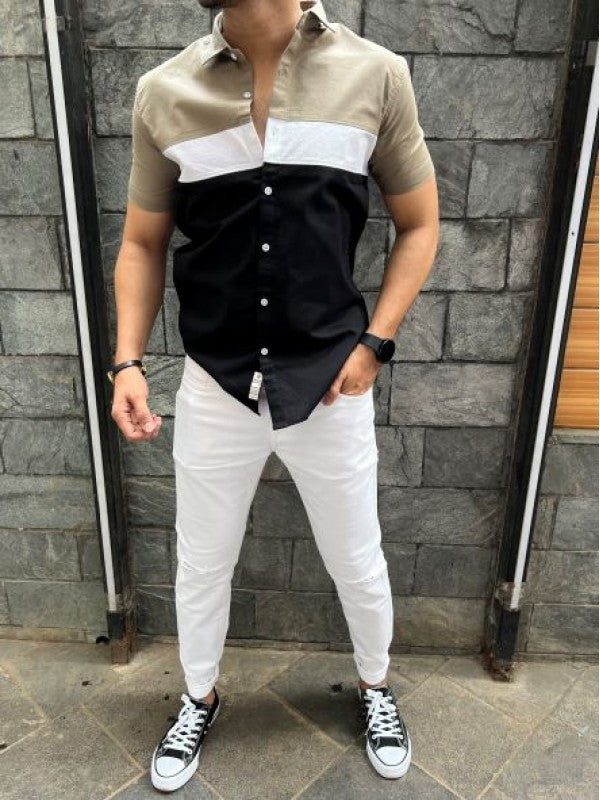 Three Pannel Khakee Half Shirt