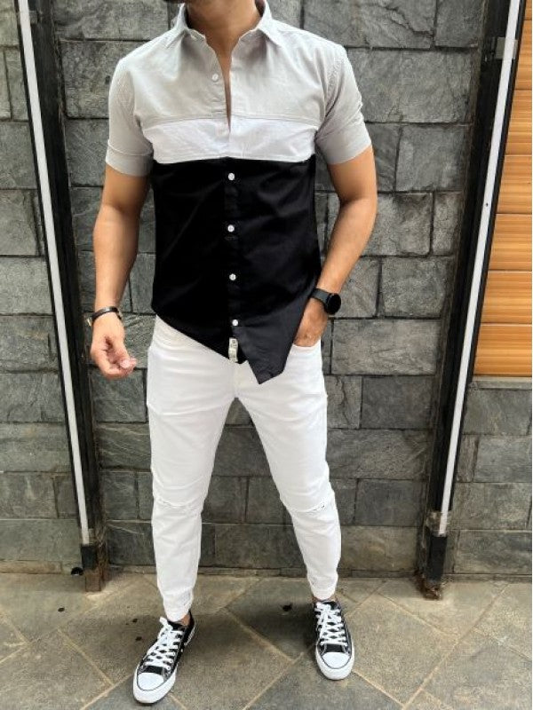 Three Pannel Grey Half Shirt