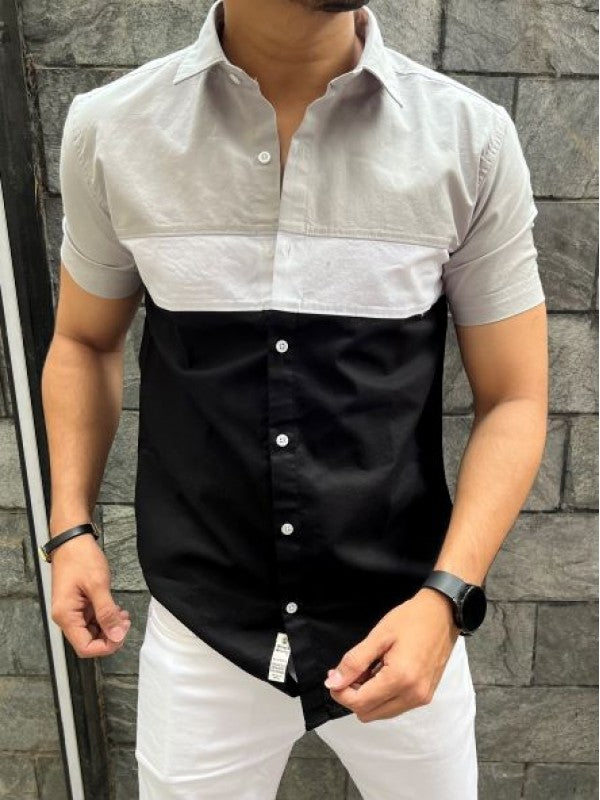 Three Pannel Grey Half Shirt