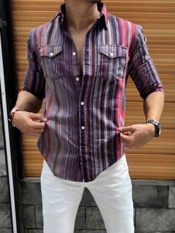 Cargo Striper Maroon Fullsleeves Shirt