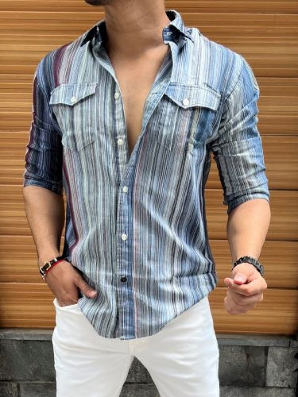Cargo Striper Blue Fullsleeves Shirt