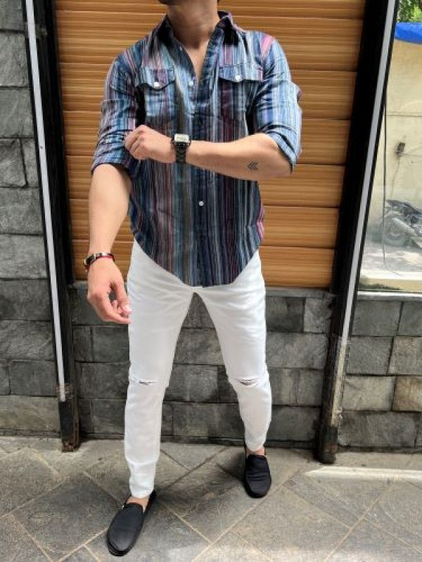 Cargo Striper Red Fullsleeves Shirt