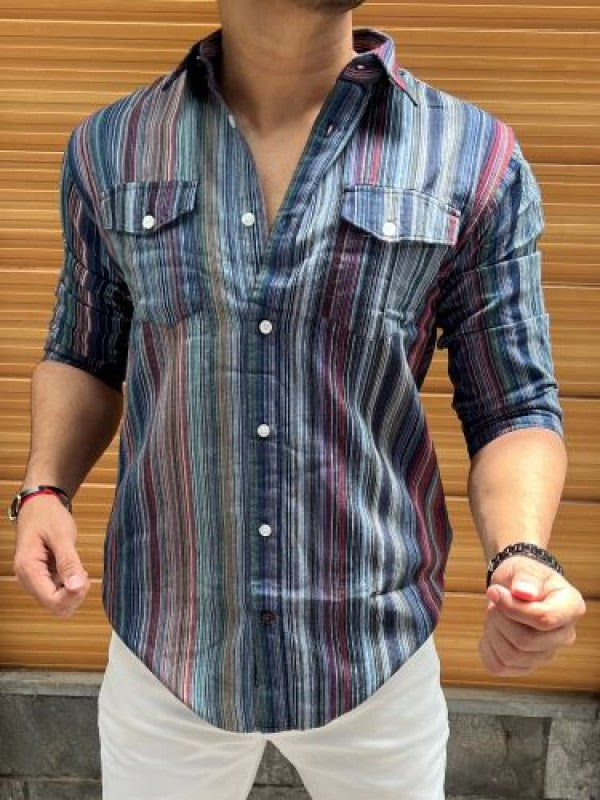 Cargo Striper Red Fullsleeves Shirt