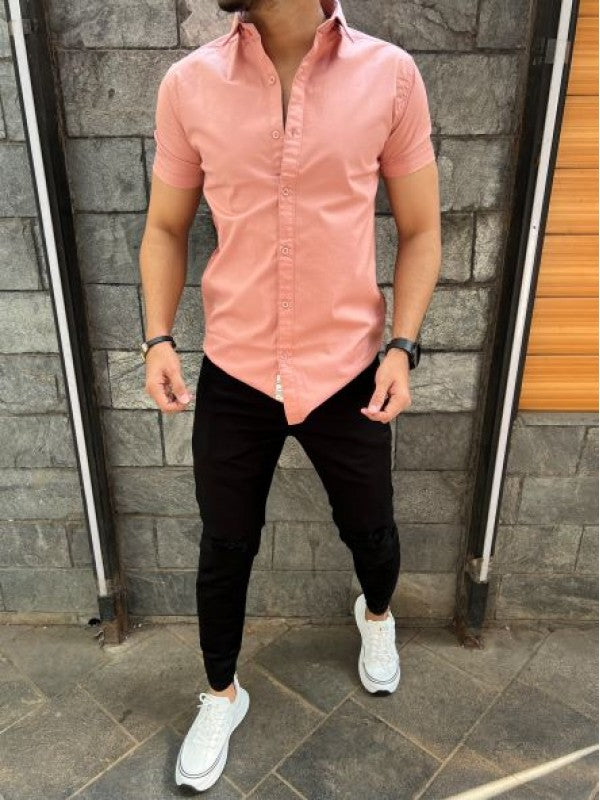 Cotton Lycra Half Peach Shirt