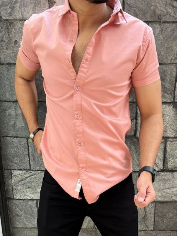 Cotton Lycra Half Peach Shirt
