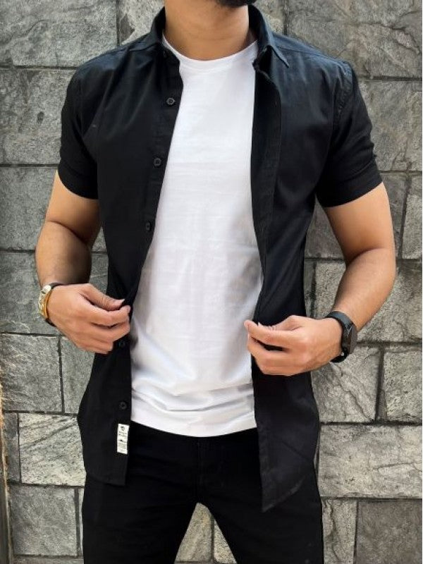 Cotton Lycra Half Black Shirt