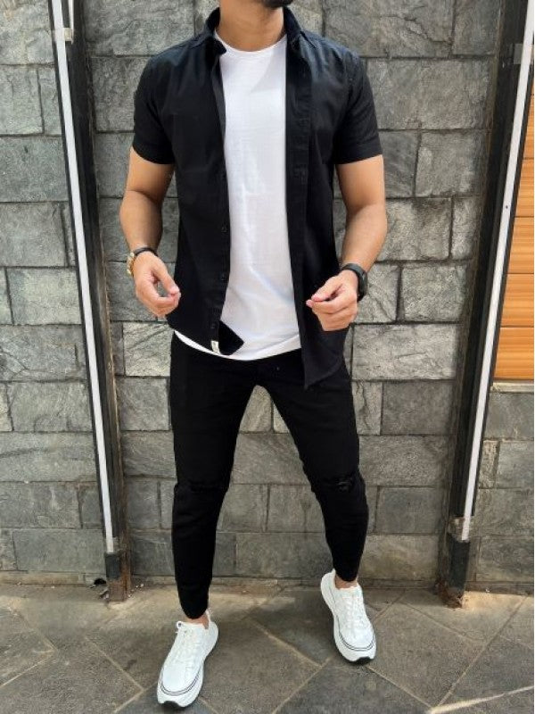 Cotton Lycra Half Black Shirt